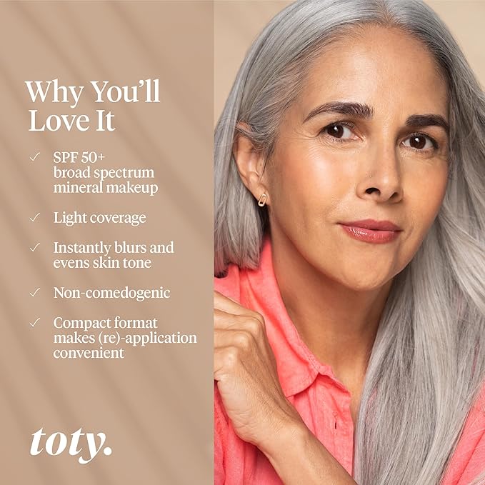 Toty by Sofia Vergara - Ilumina CC Creamy Compact SPF 50+ Refill - Mineral Sunscreen for Face - Cream Foundation Balm - Blurring, Matte Light Coverage - Water Resistant - All Skin Types - 3N