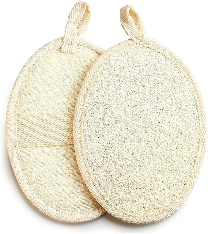 2pcs Exfoliating Loofah Sponges Pads - Natural Luffa Body Scrubbers for Shower & Bath