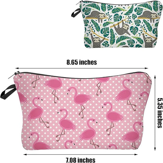 2 Pcs Cosmetic Bag for Women Small Make Up Bag Waterproof Travel Toiletries Pouch with Zipper for Organizing Small Items, Gift Bags for Birthday Christmas(Animal)