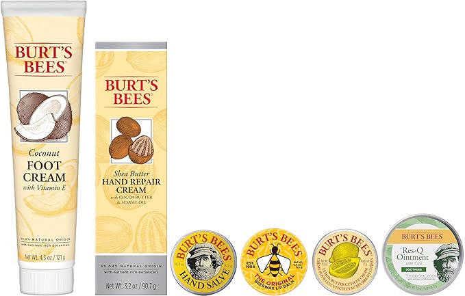 Burt's Bees Gifts Ideas - Classics Set, 6 Products in Giftable Tin β Cuticle Cream, Hand Salve, Lip Balm, Res-Q Ointment, Hand Repair and Foot Cream