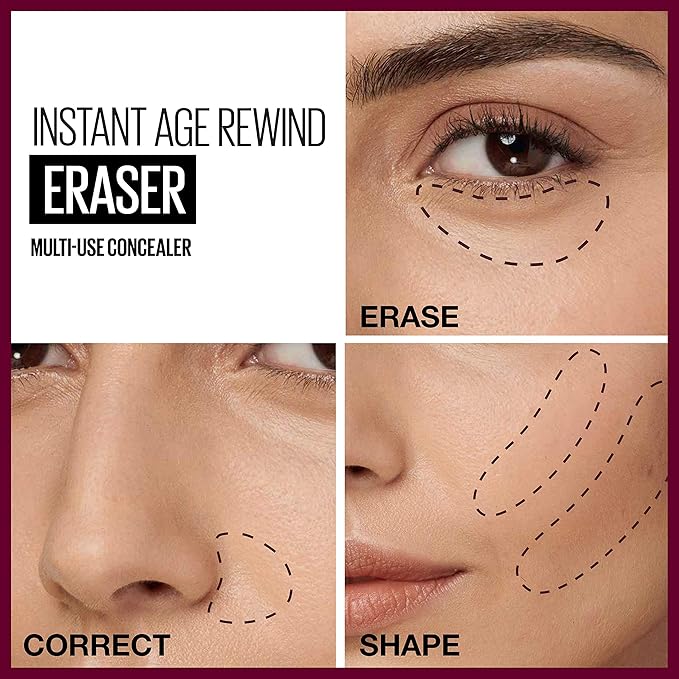 Maybelline Instant Age Rewind Eraser Dark Circles Treatment Multi-Use Concealer, Cool Ivory, 0.2 Fl Oz (Pack of 2) (Packaging May Vary)