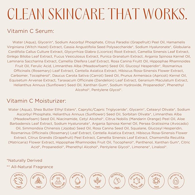 InstaNatural Vitamin C Four Step Skin Care Set with Face Wash, Toner, Serum & Moisturizer | All Natural Brightening & Hydrating Routine with Botanical Extracts β 1.68 Fl Oz (Pack of 4)