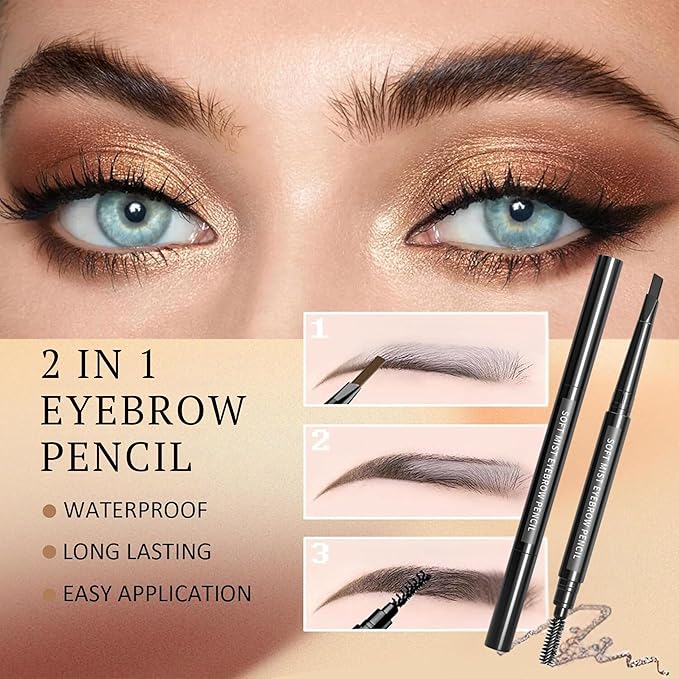 long lasting and waterproof Triangle eyebrow Pencil With Brush (Dark Brown)
