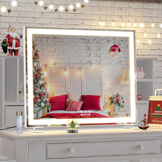 BEAUTME Vanity Mirror with Lights for Tabletop,Hollywood Lighted Makeup Mirror for Dressing Room & Bedroom,Big Desk Mirror Vanity (600Γ507Γ150mm)