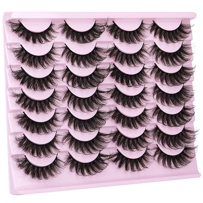 Mink Lashes Volume Russian Mink Lashes Extension 17mm Wispy False Eyelashes 6D D-Curl Russian Strip Lashes Pack by Kiromiro