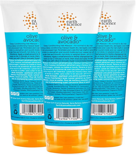 Earth Science - Olive & Avocado Deep Conditioning Hair Masque: for Normal to Dry Hair (3 pk, 6 oz.)