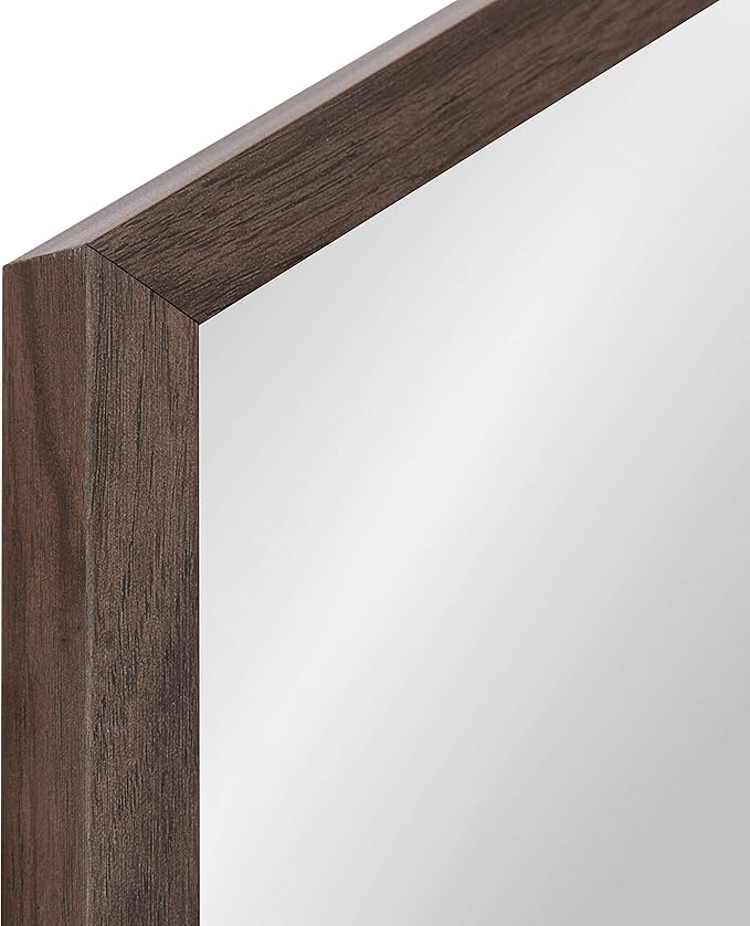 Kate and Laurel Laverty Modern Oblong Hexagon Mirror, 24 x 36, Walnut Brown, Geometric Wall Decor
