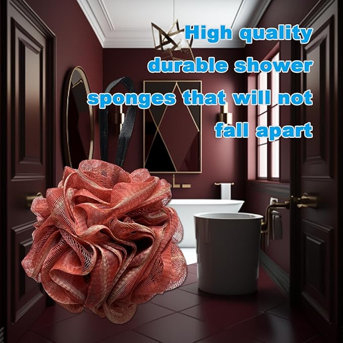 Large Exfoliating Loofah Puff Loufas Lofa Sponges Shower Loufah, Loafas Shower Scrubby Bath Pouf Sponge for Body - WineRed 50g