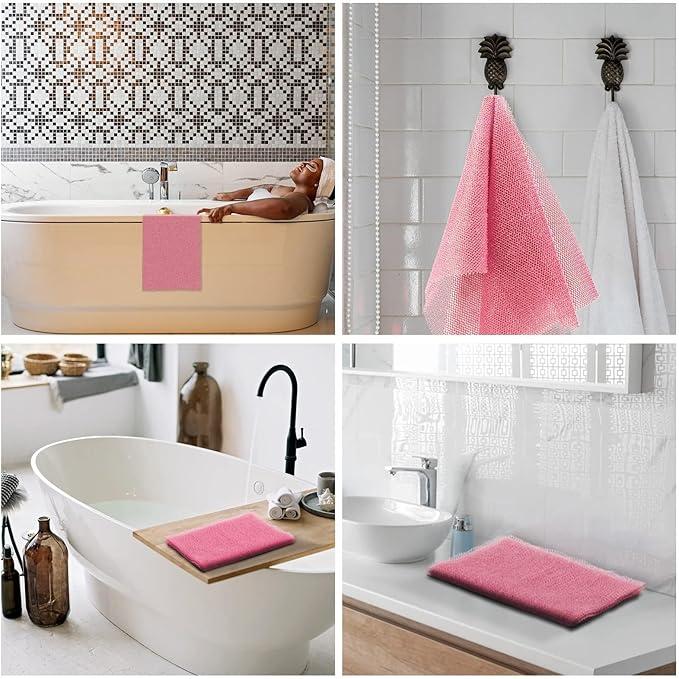African Net Sponge African Net Long Net Bath Sponge Exfoliating Shower Body Scrubber Back Scrubber Skin Smoother,Great for Daily Use (Pink)