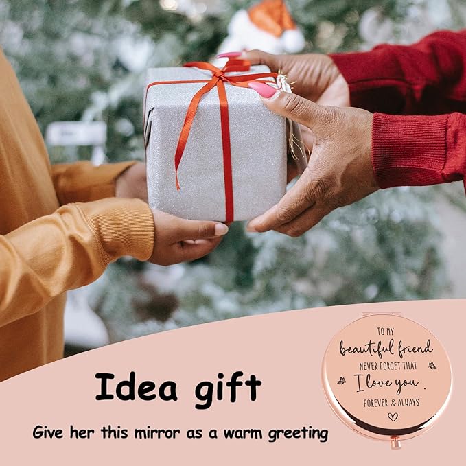 Sister Gifts from Sister Brother, Sisters Birthday Gift Ideas Rose Gold Compact Mirror Gifts for Sisters Friend Classmate Graduation Thanksgiving Birthday Christmas