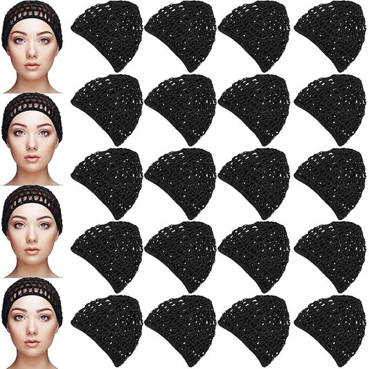 Geyoga 24 Pieces Mesh Crochet Hair Net Rayon Knit Snood Hat Cover Mesh Hair Wrap Thick Short Women Hairnet Snoods Cover Ornament for Sleeping