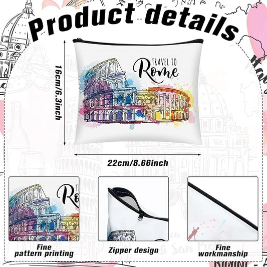 9 Pcs Italy Cosmetic Bag New York Souvenir Zipper Pouch Los Angeles Souvenir Gifts Italy Paris Broadway Alaska Makeup Purse for Girls Women Traveler Birthday Christmas Party Favors