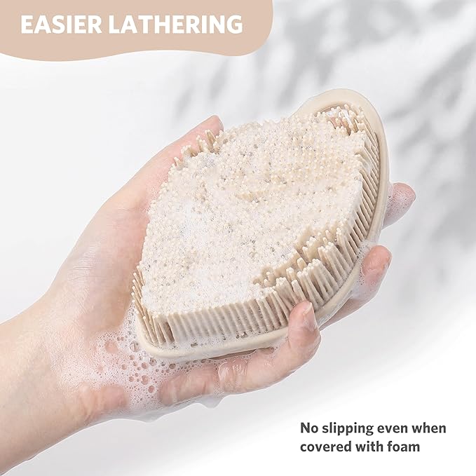 Sndyi Silicone Body Scrubber, Gentle Exfoliating Body Scrubber for Sensitive Skin, Leaf Shaped Shower Scrubber with Lathering Bristles, 2pcs