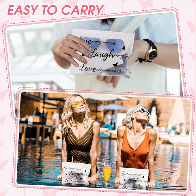 100 Pcs Inspirational Gifts for Girls Women Travel Cheer Makeup Bag Bulk Loved Quotes Cosmetic Bags with Zipper Thank You Encouragement Birthday Gift Bag for Nurse Teacher Friend (Minimalist)