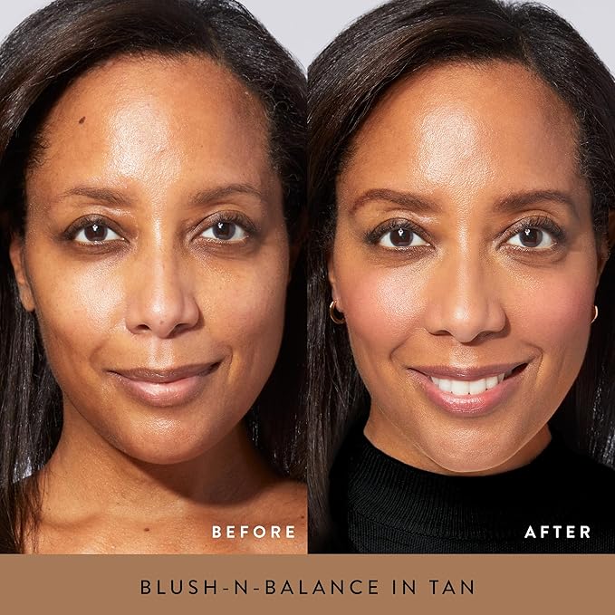 LAURA GELLER NEW YORK 40+ Club Blush-n-Balance 3pc Kit: Baked Balance-N-Brighten Color Correcting Foundation, Tan + Retractable Kabuki Brush + Baked Blush-N-Brighten, Tropic Hues