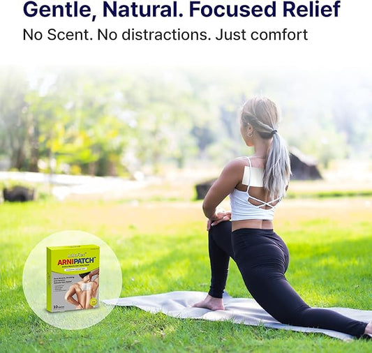 Arnica Hydrogel Pain Relief Patches | Natural Relief for Muscle, Joint, Bruises & Swelling | Flexible, Non-Greasy & Long-Lasting | Great for Back, Knee & Neck Pain (3.9"x4.7", 10, Count)