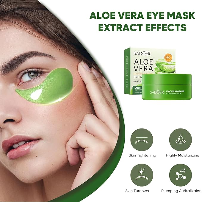 Aloe Vera Eye Mask (120 pcs) - Reduces puffiness and dark circles, firms and improves under-eye skin Under-eye patch for a rejuvenated look and minimises the appearance of fine lines and wrinkles