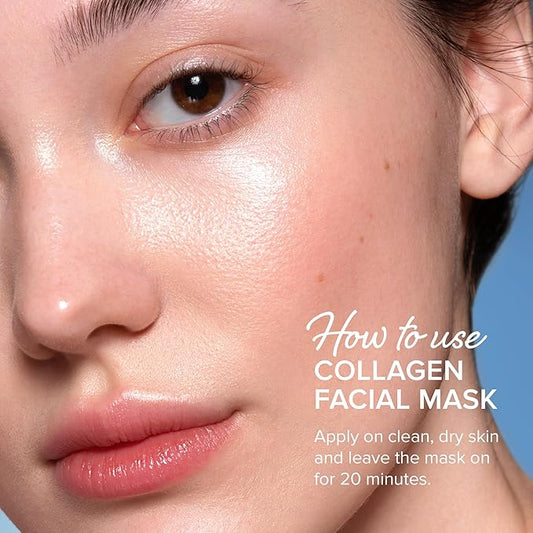 MAREE Collagen Facial Mask with Hyaluronic Acid - Hydrating Face Masks Skincare - Mascarillas Faciales For Women Skin Care - Multicolor, 6 Count