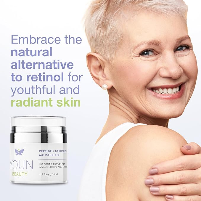 YOUN Beauty Peptide + Bakuchiol Moisturizer by Holistic Dr. Anthony Youn β Paraben-Free Retinol-Alternative Face Moisturizer to Support Collagen Production, Skin Hydration and Elasticity, 50ml