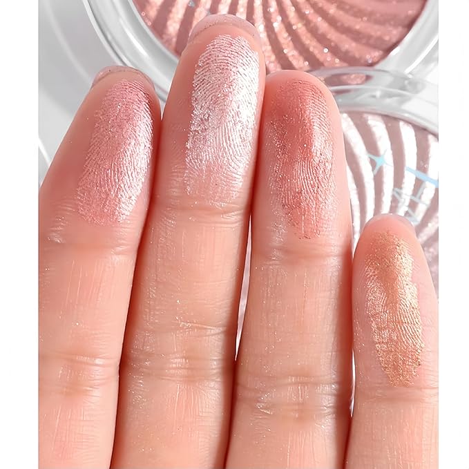 Shiny Face Highlighter Palette 6 Colors Shimmer Glow Finish Face Highlighter Powder Palette Long Lasting Sparkling Highlight Face Illuminator Makeup (Color 05)