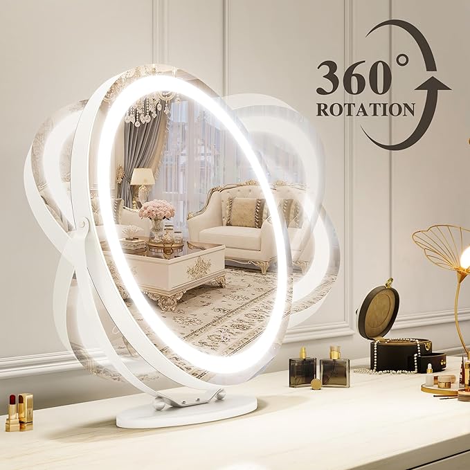 Vanity Mirror, 20 Inch Makeup Mirror with Lights, Large Lighted Vanity Mirror, Light Up Mirror with Smart Touch 3 Colors Dimmable, White