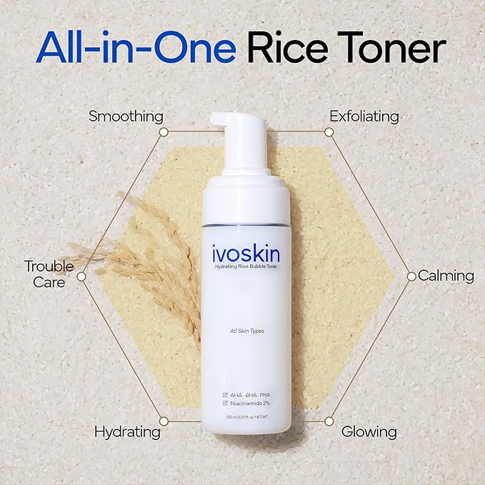 Rice Milky Foam Bubble Toner I Trouble Care, Hydrating, Glowing Skin, Sensitive Skin, Calming Skin I with Niacinamide & Rice Extract (5.07fl.oz / 150ml)
