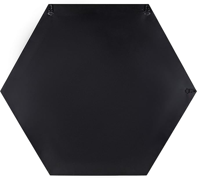 Kate and Laurel Felicia Modern Hexagon Mirror, 30" x 30", Black, Geometric Accent Mirror for Wall