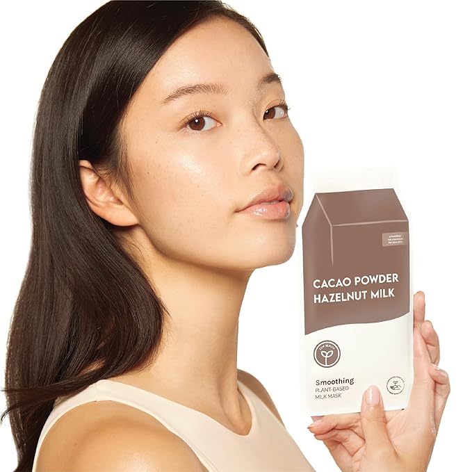 ESW Beauty Cacao Powder β Smoothing Plant-Based Milk Face Mask (6-Pack) β Cacao & Hazelnut for Aging & Sensitive Skin β Plumps, Softens & Promotes Youthful Complexion