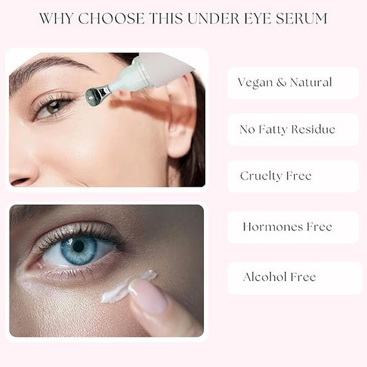 All Natural Collagen, Peptide Complex Under Eye Lift, Firming Serum for Puffiness, Tired Eyes, with Niacinamide + Fine Lines, Wrinkles, Anti-Aging, Hydrating