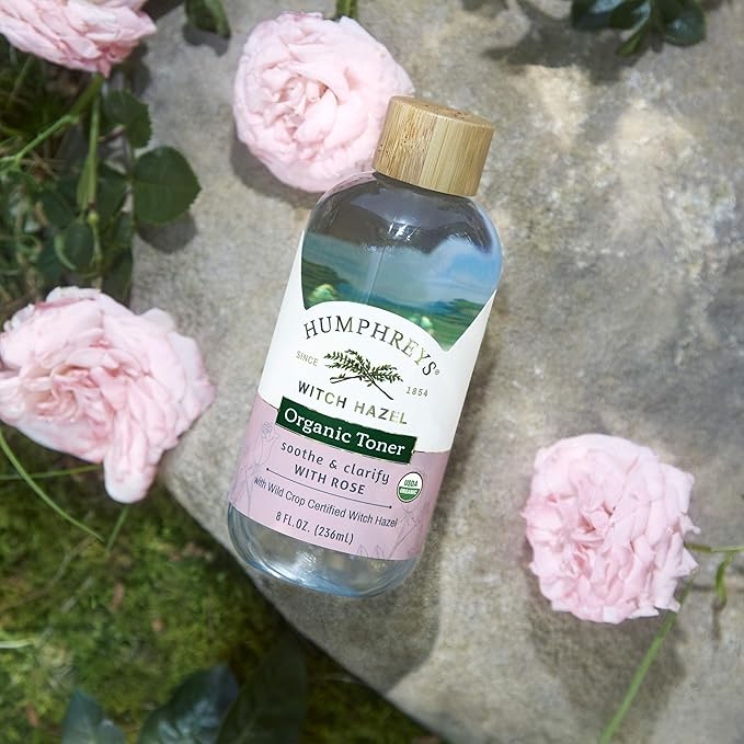Humphreys Witch Hazel Refining Toner | Wild Harvested Witch Hazel & Rose |USDA Organic | Natural | Soothing | Clarifying | Evens Tone & Texture | 8 fl oz
