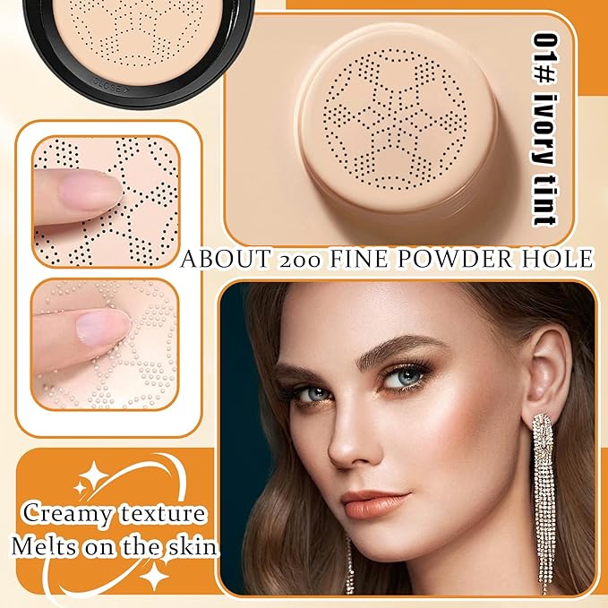 Mushroom Head Air Cushion CC Cream Foundation Makeup,Moisturizing BB Cream Face Makeup Liquid Foundation,Long Lasting Full Coverage Concealer for All Skin TypesοΌIvoryοΌ