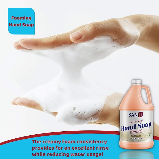 Sanit Antibacterial Foaming Hand Soap Refill - Advanced Formula with Aloe Vera and Moisturizers - All-Natural Moisturizing Hand Wash - Made in USA, Original Gold, 1 Gallon