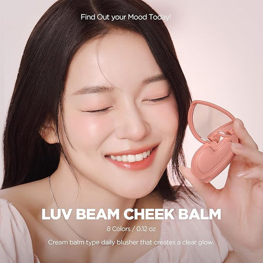 lilybyred Luv Beam Cheek Balm | Heart-Shaped Korean Cream Blush, Semi-Matte Finish, Long-Lasting, Blendable & Buildable, Soft Creamy Texture, Lightweight, Natural Flush (03 Mood Rose)