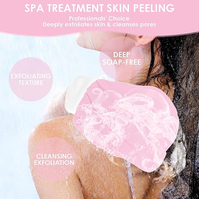 Exfoliating Glove Body Scrubber Exfoliator 1 PC Korean Washcloth Skincare Remover Deep Scrub Loofah Cleansing Mitts Exfoliate Cloth Exfoliation Scrubbing Bath Shower Soap Sponge Hand Towel(Pink)