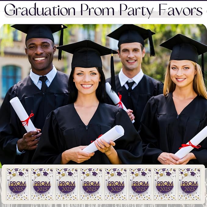 36 Sets Prom 2025 Graduation Party Favor Prom Compact Mirror for Her Him Inspirational 2025 Graduation Cards for Senior Night College Party Gifts(Violet Gold)