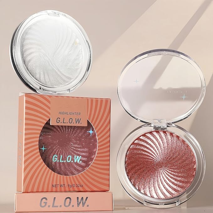Shiny Face Highlighter Palette 6 Colors Shimmer Glow Finish Face Highlighter Powder Palette Long Lasting Sparkling Highlight Face Illuminator Makeup (Color 05)