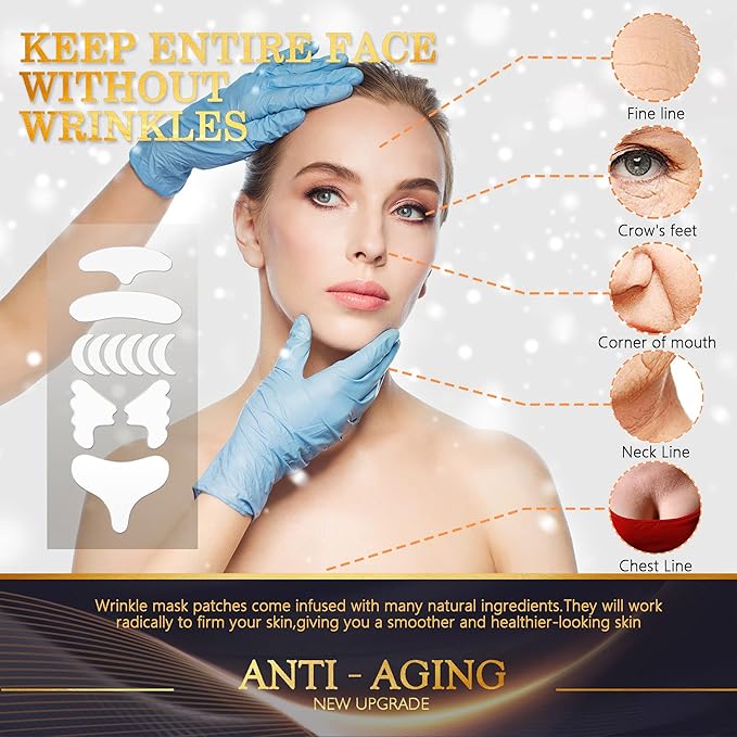 Neck Wrinkle Patches β Reusable Silicone Anti-Wrinkle Pads for Chest, Forehead & Face, Smooth Fine Lines, Frown Lines & Sleep Wrinkles, Overnight Wrinkle Treatment for Women, 11 Pcs