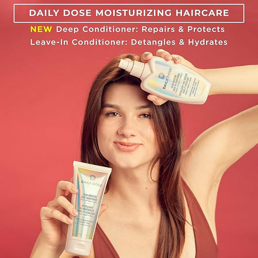 DAILY DOSE Moisturizing Duo: Leave-In Conditioner Detangler Spray + Deep Conditioner, Hair Mask/Masque - Detangles, Repairs, Restores Dry, Damaged, Color Treated Hair for All Hair Types