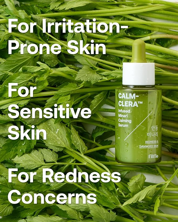 Calm-Clera Minari Calming Serum, Korean Spring Herb Facial Serum, Soothing and Calming for Sensitive Skin, Natural Skincare, Clean Beauty With Vitamin C, Korean Skin Care,1.52 Fl Oz