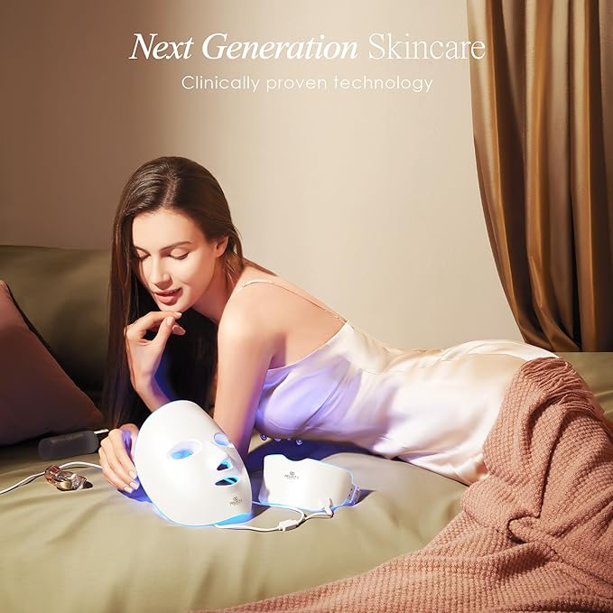 Project E Beauty LightAura Plus | LED Face & Neck Mask Skin Rejuvenation | LED Therapy Photon Mask | 7 Colors | Anti Aging | Spot Removal | Reduce Wrinkles | Anti-inflammation | Skincare Device
