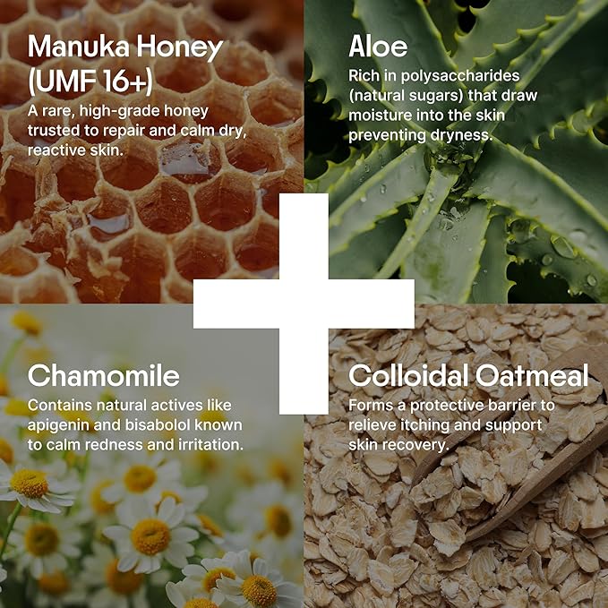 Clearbody Manuka Honey Eczema Cream β Organic Eczema Honey & Collodial Oatmeal Moisturizer for Soothing, eczema, Dry & Itchy Skin β Face & Body Lotion - Plant-Based Formula (2oz)