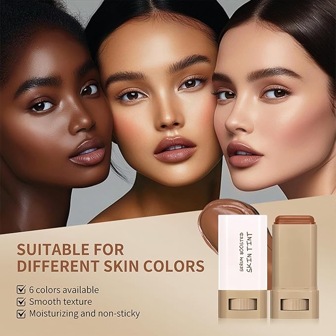 6 Colors Foundation Stick Serum Boosted Skin Concealer, Moisturizing Serum Lightweight Contour Foundation Face Stick for Women (03)