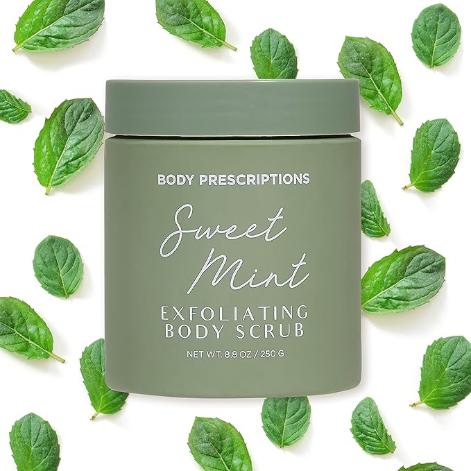 Body Prescriptions Exfoliating Body Scrub β Body Cleanser for Nourished, Ultra-Smooth Skin, Honey Citrus, Coconut Almond, and Sweet Mint