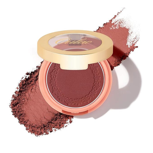 Oulac Plummy Brown Blush Makeup Powder| Rich Color Cream Blush Blendable| Natural Matte Tan Skin| Vegan &Cruelty-Free | 02 Cheek to Cheek 4.8g