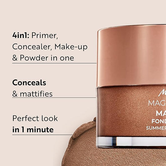 M. Asam Magic Finish Summer Teint Make-Up Mousse (1.01 Fl Oz) β 4in1 Primer, Foundation, Concealer & Powder With Buildable Coverage, Hides Redness And Dark Spots, Vegan, For Medium To Deep Skin Tones