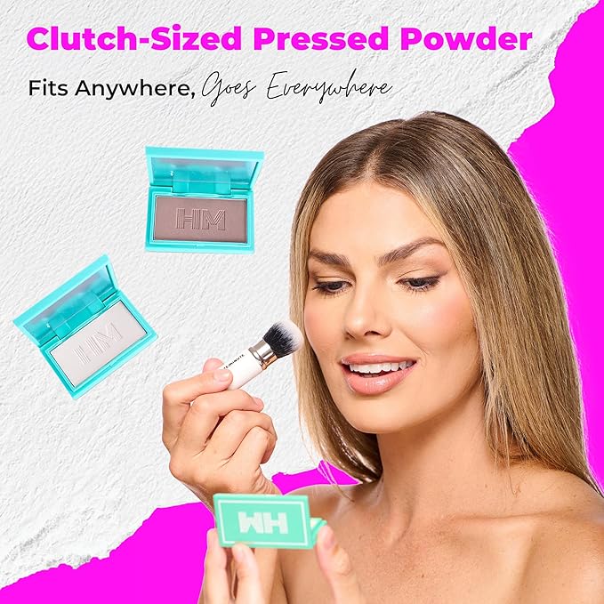 Haute Minute Translucent Smooth Setting Vegan Pressed Powder Makeup and Blurring Face Powder Foundation Full Coverage — Perfect for Travel Size Make Up, Talc-Free, For Oily & Dry Skin with Mirror