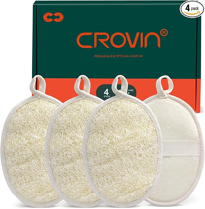Natural Exfoliating Loofah Body Scrubber for Women and Men, Made with Premium Luffa Natural Bath Shower Loofah Sponge 6x4β which Cleanse You Comfortable, Relax for Bathing-4 CountοΌPack of 1οΌ