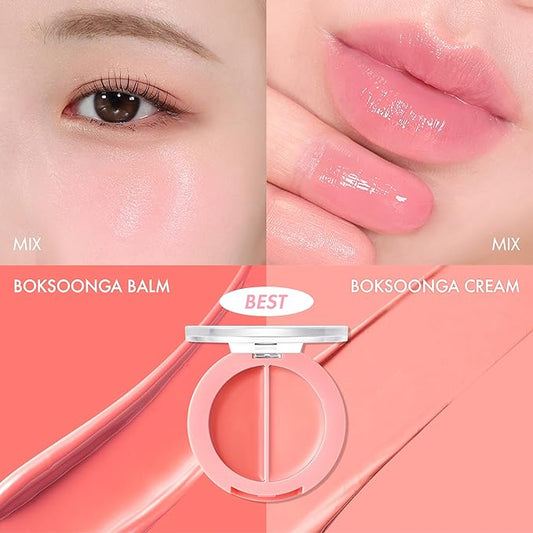 Amuse SEOUL Lips and Cheeks Healthy Balm 01 BOKSOONGA BALM | Moisturizing, Glossy, Creamy Texture, Lightweight, Dewy Finish, Natural-looking Color, K Beauty Makeup, Vegan (1.5g / 0.05 oz)
