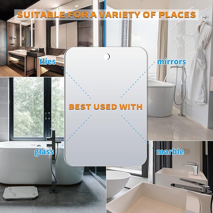 Bathroom Handheld Mirror for Men and Women Unbreakable Portable Camping Travel Mirrors,Frameless Handheld for Makeup Large,2pack(8*10 inch)