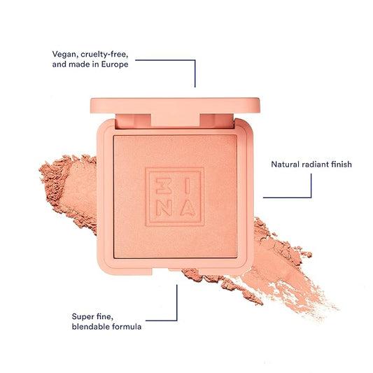 3INA The Blush 310 - Natural, Light Mineral Powder Blush For Sensitive Skin - Blendable, Buildable Rouge To Give Skin A Pigmented, Dewy Glow - Vegan, Cruelty Free, Eco Friendly Blush Makeup - 0.26 Oz